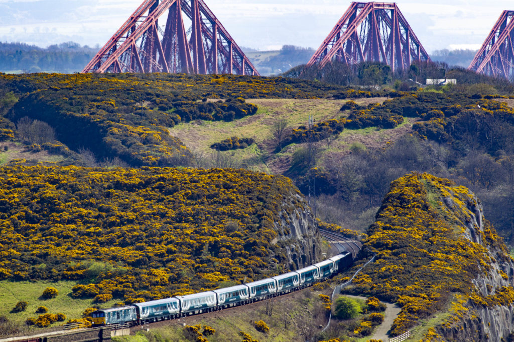 Caledonian Sleeper trains travelling over Forth Bridge credit Peter Devlin