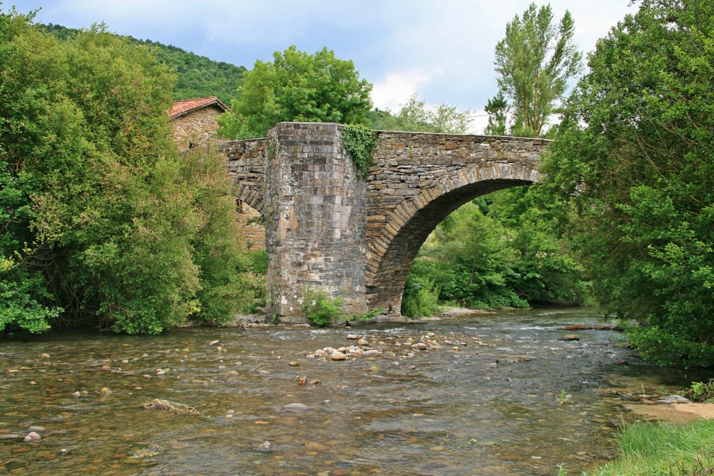 Puente medieval sobre el río Arga (Navarra) 