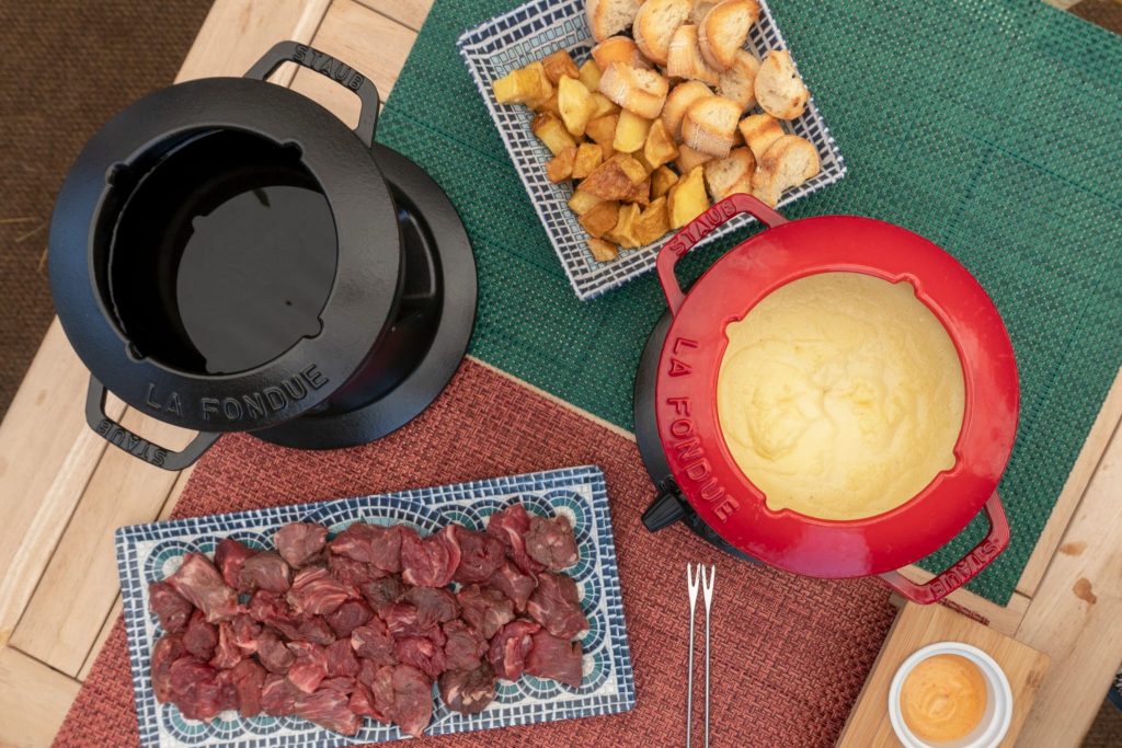 Fondue de queso y de carne del restaurante Mooser